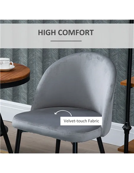 HOMCOM Dining Chairs Set of 2 Contemporary Design for Office Dining Kitchen with Soft Fabric Seat and Back Living Room, Grey