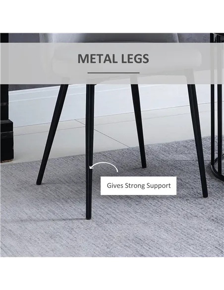 HOMCOM Dining Chairs Set of 2 Contemporary Design for Office Dining Kitchen with Soft Fabric Seat and Back Living Room, Grey