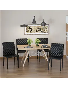 HOMCOM Modern Dining Chairs Upholstered Faux Leather Accent Chairs with Metal Legs for Kitchen, Set of 4, Black 2