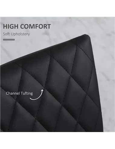 HOMCOM Modern Dining Chairs Upholstered Faux Leather Accent Chairs with Metal Legs for Kitchen, Set of 4, Black