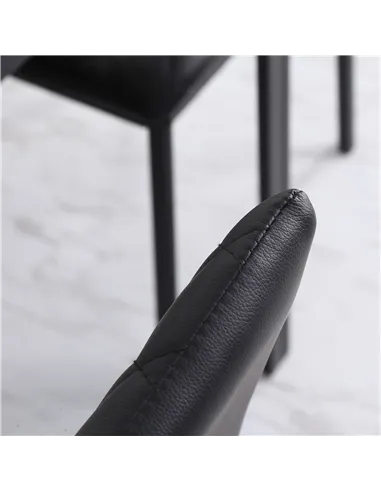 HOMCOM Modern Dining Chairs Upholstered Faux Leather Accent Chairs with Metal Legs for Kitchen, Set of 4, Black