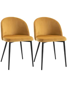 HOMCOM Dining Chairs Set of 2 Contemporary Design for Office Dining Kitchen with Soft Fabric Seat and Back Living Room, Yellow