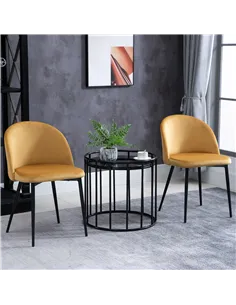 HOMCOM Dining Chairs Set of 2 Contemporary Design for Office Dining Kitchen with Soft Fabric Seat and Back Living Room, Yellow 2
