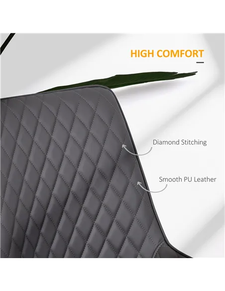 HOMCOM Set Of 2 Quilted PU Leather Dining Chairs with Metal Frame 4 Legs Foot Caps Home Seating Modern Stylish Executive Grey