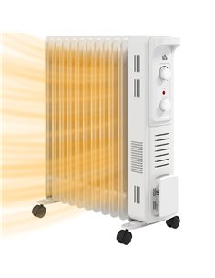 HOMCOM 2.5kW 11 Fin Oil-Filled Radiator - White