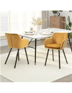 HOMCOM Dining Chairs Set of 2 Modern Upholstered Fabric Velvet-Touch Leisure Chairs with Backrest and Armrests, Lounge Reception 2