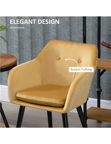HOMCOM Dining Chairs Set of 2 Modern Upholstered Fabric Velvet-Touch Leisure Chairs with Backrest and Armrests, Lounge Reception