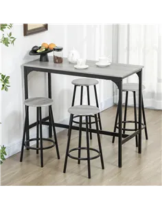 HOMCOM Five-Piece Industrial-Style Bar Table Set - Grey/Black 2