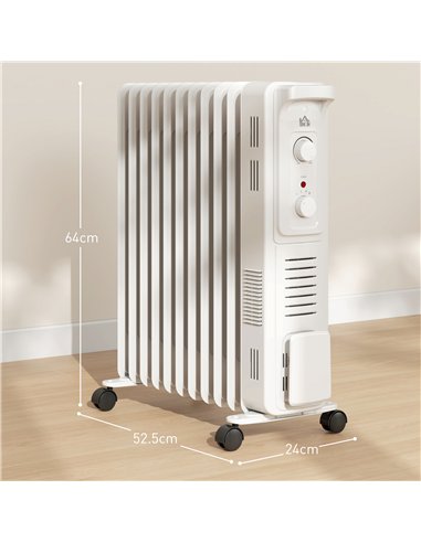 HOMCOM 2.5kW 11 Fin Oil-Filled Radiator - White