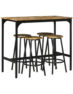 HOMCOM Five-Piece Industrial-Style Bar Table Set - Brown/Black