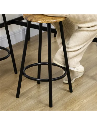 HOMCOM Five-Piece Industrial-Style Bar Table Set - Brown/Black