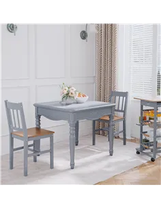 HOMCOM Dining Chairs Set of 2, Kitchen Chair with Slat Back, Pine Wood Structure for Living Room and Dining Room, Grey 2