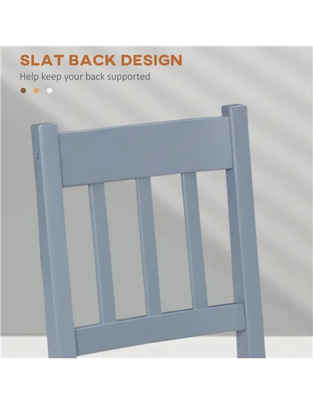 HOMCOM Dining Chairs Set of 2, Kitchen Chair with Slat Back, Pine Wood Structure for Living Room and Dining Room, Grey