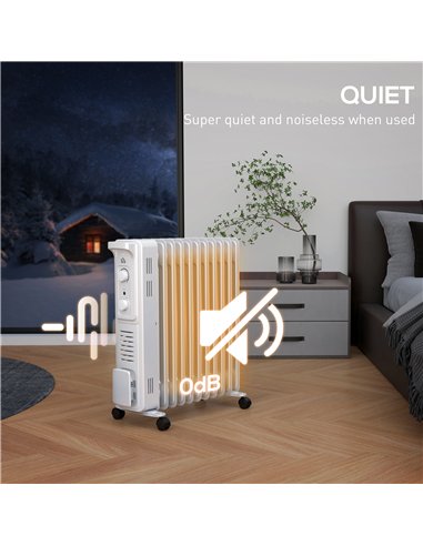 HOMCOM 2.5kW 11 Fin Oil-Filled Radiator - White