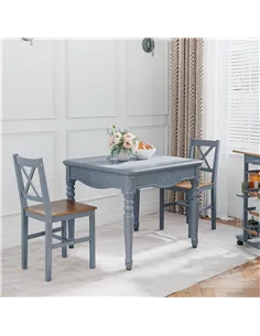 HOMCOM Dining Chairs Set of 2, Pine Wood Kitchen Chairs with Cross Back, Solid Structure for Living Room and Dining Room, Grey 2