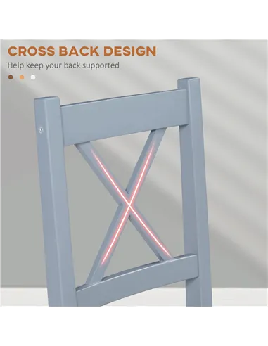 HOMCOM Dining Chairs Set of 2, Pine Wood Kitchen Chairs with Cross Back, Solid Structure for Living Room and Dining Room, Grey