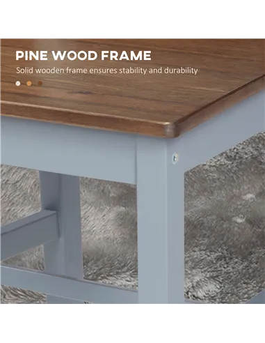 HOMCOM Dining Chairs Set of 2, Pine Wood Kitchen Chairs with Cross Back, Solid Structure for Living Room and Dining Room, Grey