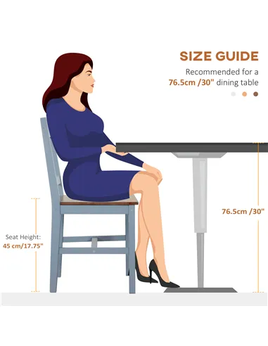 HOMCOM Dining Chairs Set of 2, Pine Wood Kitchen Chairs with Cross Back, Solid Structure for Living Room and Dining Room, Grey