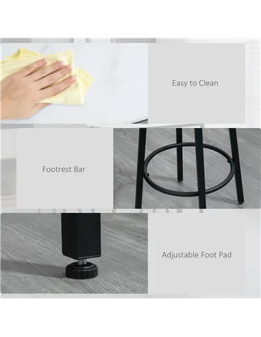 HOMCOM Three-Piece Marble-Effect Bar Table Set - White/Black