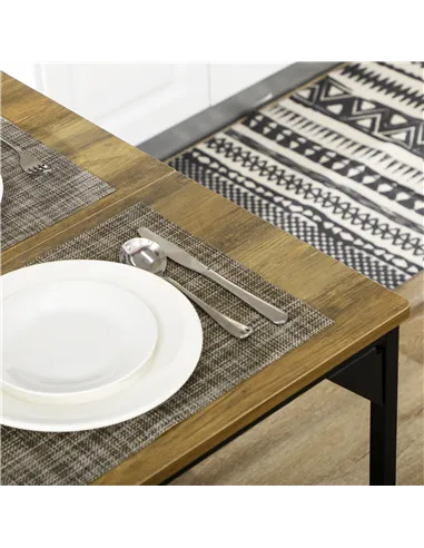 HOMCOM Dining Table and Bench Set for 4, Kitchen Table with 2 Benches, Space Saving Dining Room Sets, Natural