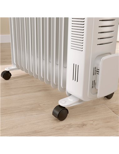 HOMCOM 2.5kW 11 Fin Oil-Filled Radiator - White
