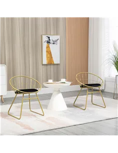 HOMCOM Modern Dining Chairs Set of 2, Metal Wire Kitchen Chair with Velvet-feel Cushion, Round Back and Steel Frame for Living R 2