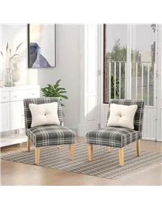 HOMCOM Modern Dining Chairs Set of 2, Accent Chair with Patterned Upholstery, Throw Pillows and Rubber Wood Legs, for Kitchen Li 2