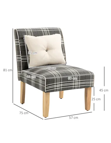 HOMCOM Modern Dining Chairs Set of 2, Accent Chair with Patterned Upholstery, Throw Pillows and Rubber Wood Legs, for Kitchen Li