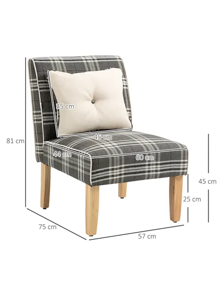 HOMCOM Modern Dining Chairs Set of 2, Accent Chair with Patterned Upholstery, Throw Pillows and Rubber Wood Legs, for Kitchen Li