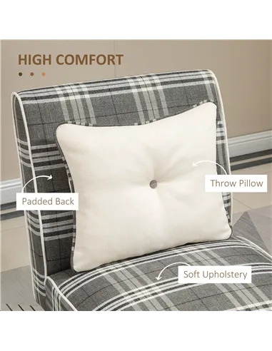 HOMCOM Modern Dining Chairs Set of 2, Accent Chair with Patterned Upholstery, Throw Pillows and Rubber Wood Legs, for Kitchen Li