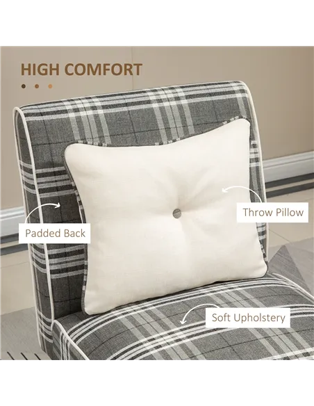 HOMCOM Modern Dining Chairs Set of 2, Accent Chair with Patterned Upholstery, Throw Pillows and Rubber Wood Legs, for Kitchen Li