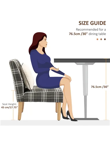 HOMCOM Modern Dining Chairs Set of 2, Accent Chair with Patterned Upholstery, Throw Pillows and Rubber Wood Legs, for Kitchen Li