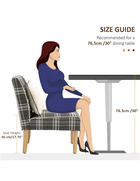 HOMCOM Modern Dining Chairs Set of 2, Accent Chair with Patterned Upholstery, Throw Pillows and Rubber Wood Legs, for Kitchen Li