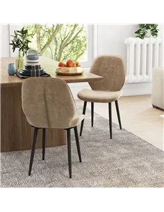 HOMCOM Velvet Dining Chairs, Set of 2 Dining Room Chairs with Metal Legs for Living Room, Dining Room, Light Brown 2