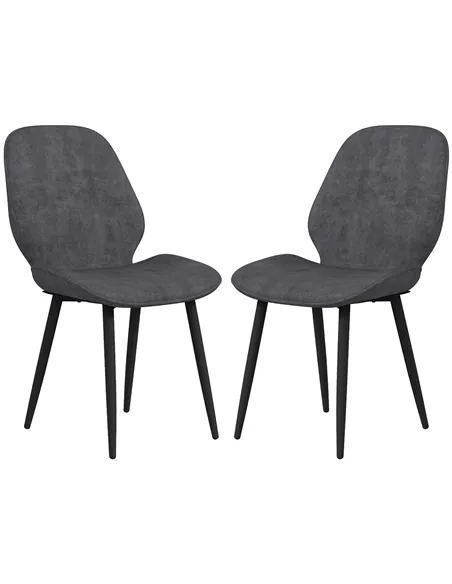 HOMCOM Velvet Dining Chairs, Set of 2 Dining Room Chairs with Metal Legs for Living Room, Dining Room, Grey