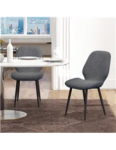 HOMCOM Velvet Dining Chairs, Set of 2 Dining Room Chairs with Metal Legs for Living Room, Dining Room, Grey 2