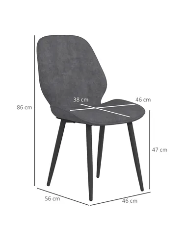 HOMCOM Velvet Dining Chairs, Set of 2 Dining Room Chairs with Metal Legs for Living Room, Dining Room, Grey