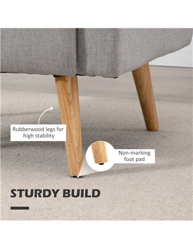 HOMCOM Accent Chair, Linen-Touch Armchair with Pillow, Upholstered Leisure Lounge Sofa for Living Room, Club Chair with Rubber W