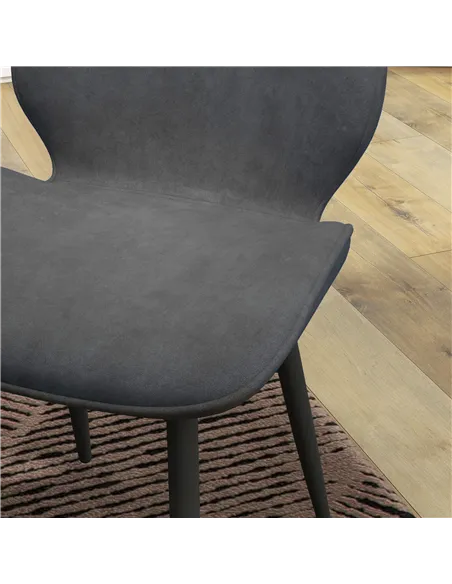 HOMCOM Velvet Dining Chairs, Set of 2 Dining Room Chairs with Metal Legs for Living Room, Dining Room, Grey