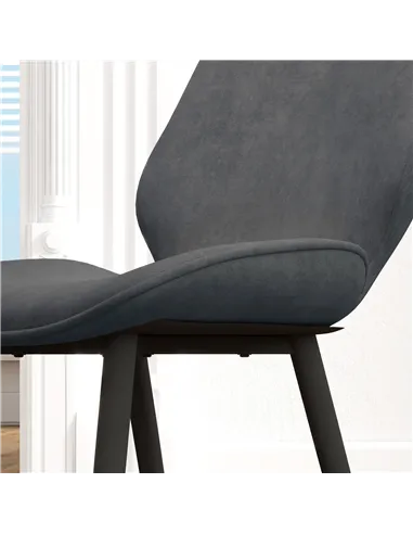 HOMCOM Velvet Dining Chairs, Set of 2 Dining Room Chairs with Metal Legs for Living Room, Dining Room, Grey