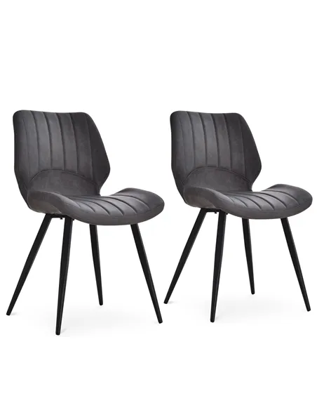 HOMCOM Dining Chairs Set of 2, PU Leather Upholstered Kitchen Chairs with Backs, Moulded Padded Seats and Steel Frame for Dining