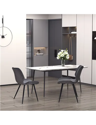 HOMCOM Dining Chairs Set of 2, PU Leather Upholstered Kitchen Chairs with Backs, Moulded Padded Seats and Steel Frame for Dining