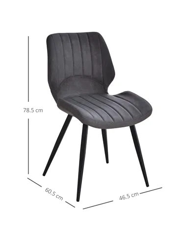 HOMCOM Dining Chairs Set of 2, PU Leather Upholstered Kitchen Chairs with Backs, Moulded Padded Seats and Steel Frame for Dining