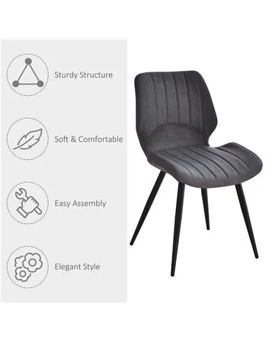 HOMCOM Dining Chairs Set of 2, PU Leather Upholstered Kitchen Chairs with Backs, Moulded Padded Seats and Steel Frame for Dining