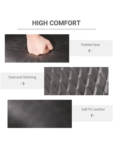 HOMCOM Retro Dining Chair Set of 4, PU Leather Upholstered Side Chairs for Kitchen Living Room with Metal Legs, Grey