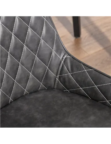 HOMCOM Retro Dining Chair Set of 4, PU Leather Upholstered Side Chairs for Kitchen Living Room with Metal Legs, Grey