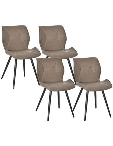 HOMCOM Set of 4 Contrast Stitched PU Leather Racing-Style Dining Chairs Accent Seat w/ Steel Legs Ergonomic Back Padding Home Li