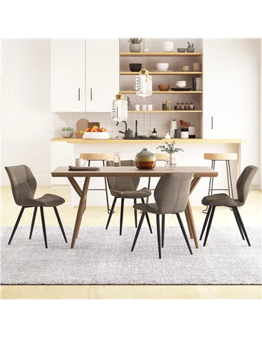 HOMCOM Set of 4 Contrast Stitched PU Leather Racing-Style Dining Chairs Accent Seat w/ Steel Legs Ergonomic Back Padding Home Li