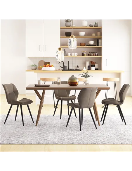 HOMCOM Set of 4 Contrast Stitched PU Leather Racing-Style Dining Chairs Accent Seat w/ Steel Legs Ergonomic Back Padding Home Li