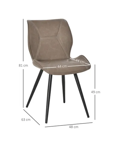 HOMCOM Set of 4 Contrast Stitched PU Leather Racing-Style Dining Chairs Accent Seat w/ Steel Legs Ergonomic Back Padding Home Li